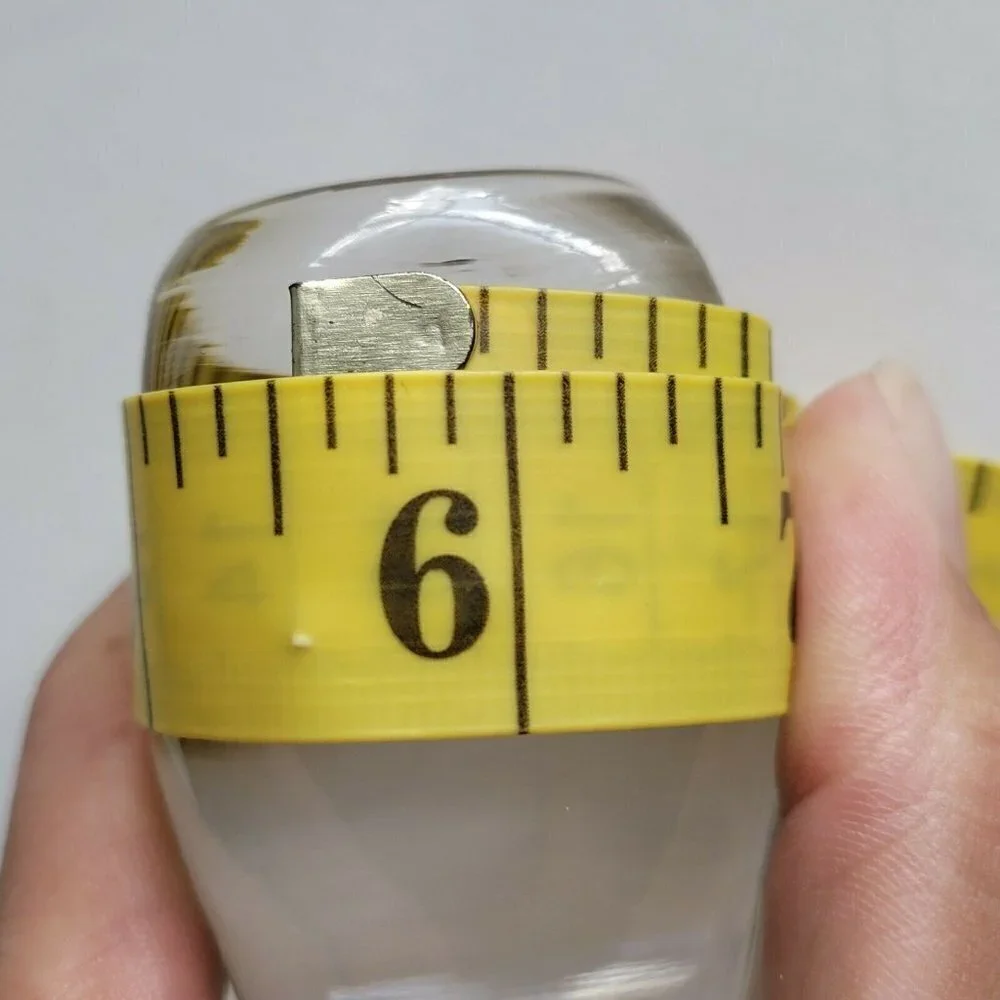 Vtg MCM Glass Decanter Stopper Bottle Topper Clear Gold Button Detail 4.25